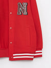 LCW New York,TokYo, London Embroided Red Fleece Base Ball Jacket 13614