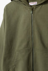 L&S Kangroo Pocket Plain Army Green Terry Zipper Hoodie 14676