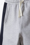 L&S Side Contrast Tape White Cord Fleece Light Grey Jogger Trouser 14661