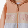 5.10.15 Its Fun Color Block Orange Terry Zipper Hoodie 12362