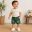 OM Washed Style Green Cotton Shorts With Belt 9497