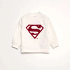 ZY Embroided Superman off White Fleece Sweatshirt 13623