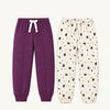 LFT Plain Purple And Barries Print Cream 2PC Trouser Set 14235