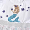 VTK Sequin Mermaid Multi Scale Bottom White Frock 11829