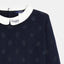 OKD Happy Embroided Collar Shimmring Dots And Blue Sweater 7828