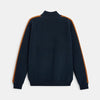 OK Mustard Line Shoulder Navy Blue Knit Zipper 7830