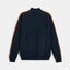 OK Mustard Line Shoulder Navy Blue Knit Zipper 7830