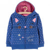 5.10.15 Pink Dots Cat Face Blue Zipper Hoodie 687
