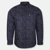 LBD Leave Sketch Print Navy Blue Casual Shirt 10023