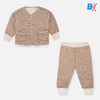GTLM BR Box ZigZag Caramel & Cream Quilted 2 Piece Suit Set 10064
