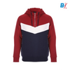 PCK Zip Neck Black Design Fleece Maroon With Blue Hoodie 10069