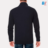 U Zip Fur Neck Textured Black Sweater 10081