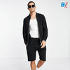 SS Silver Zip Pique Black Zipper Hoodie 10094