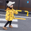 JK Polka Dots Velvet Cap Mustard Puffer Jacket 10115