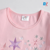 VKT All Over Embroided Stars Full Sleeves Pink Frock 10151