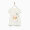 ZR Glitter Wool Cat Printed White Top