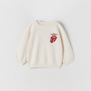 ZR The Rolling Stone Print White Terry Sweatshirt 10348