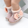 MPW Side Pearls Bow Velvet Peach Fur Soft Bottom Shoes 10365