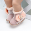 MPW Side Pearls Bow Velvet Peach Fur Soft Bottom Shoes 10365