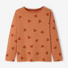 VRB Heart Print Orange Brown Full Sleeves T shirt 10370