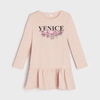 SSY Venice Flower Print Tea Pink Full Sleeves Terry Frock 10386