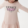 SSY Venice Flower Print Tea Pink  Full Sleeves Terry  Frock 10386
