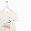 ZR Glitter Wool Cat Printed White Top