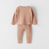 ZR Crew Neck Pastal Tea Pink Thermal 2 Piece Set 10412