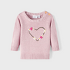 NME IT Hand Knit Heart Tea Pink Sweater 10429