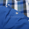 B.B Blue Check Shirt Blue Pant 5 Piece Set With Bow , Gallace & Cap 10457