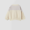 ZR Color Block Loose Style Cream Thermal Sweatshirt 10474