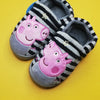 PP Peppa Aplic Black Grey Stripes Warm Shoes 10629