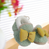 CN Bow Style Fluffy Warm Green Booties 10180