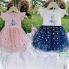 BXDN Aplic Frozen White With Blue Frock 10810