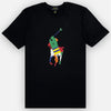 RL Multi Flag Polo Logo BLack Tshirt 10840