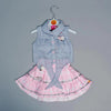 CNP Polka Dots Style Flower Top With Pink Check Shirt 2 Piece Set 10857