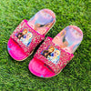 Frozen Shocking Pink Glitter Stones Top Slippers 2210