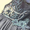 JBW Shoulder Style Aplic Sequin Flowers Navy Blue Fancy Frock 11025
