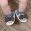 Magic Prewalker Black Bow With White Lines Soft Bottom Sandals 11064