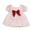 CN Polka Dots Pink Shiny Organza With Red Bow Frock 11075