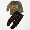 PMK Game Time Emberioded Green With Black Fluffy Fleece Two Piece Trouser Set 10239