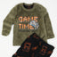 PMK Game Time Emberioded Green With Black Fluffy Fleece Two Piece Trouser Set 10239