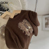 MG Aplic Lion Brown Wool Sweater 8651