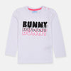 So Cute Sequin Bunny White Full Sleeves T Shirt 10373