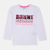 So Cute Sequin Bunny White Full Sleeves T Shirt 10373