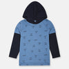 NDC Cool Dude Contrast Hood Full Sleeves Cadet Blue T Shirt 10380