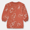 NTMG Big Flowers Long Style Powder Rust Fleece Sweatshirt 10553