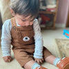 CRT Bear Embroidered Pocket Camel Short Dungaree 4038