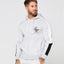 B&H Black and White Stripe Sleeves Grey Zipper Hoodie 3047
