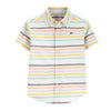 CRT Glasses Logo Soft Multi Pastel Stripe Half Sleeve Casual Shirt 3907